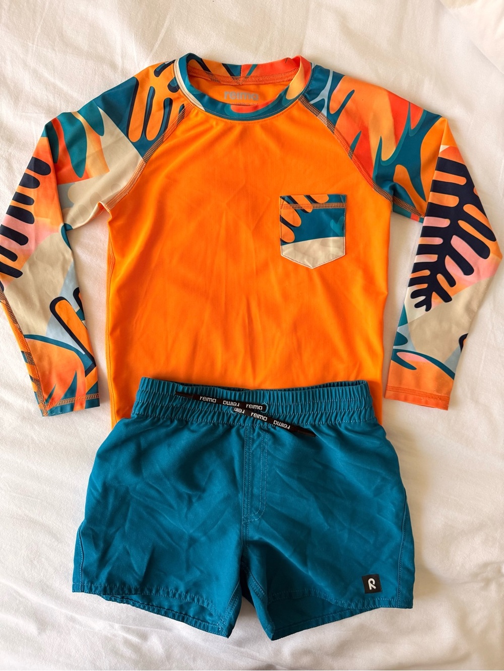 Reima Kids UV Rash Guard Set UPF 50 Orange & Teal Size 116 / 6Y - Picture 3 of 15